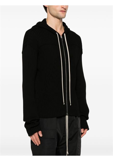 Black hooded zip-up sweatshirt Rick owens - men RICK OWENS | RU01E5614KEC09